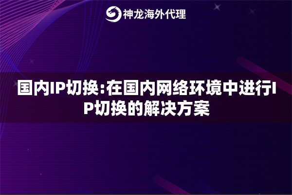 国内IP切换:在国内网络环境中进行IP切换的解决方案