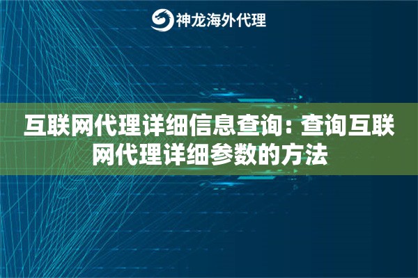 互联网代理详细信息查询: 查询互联网代理详细参数的方法