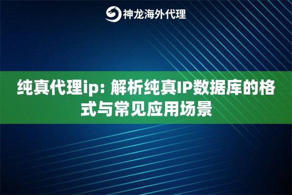 纯真代理ip: 解析纯真IP数据库的格式与常见应用场景
