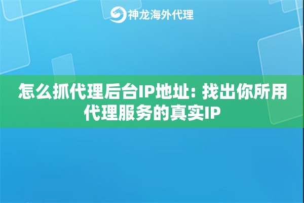 怎么抓代理后台IP地址: 找出你所用代理服务的真实IP 怎么抓代理后台IP地址: 找出你所用代理服务的真实IP