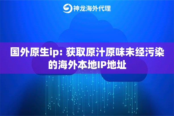 国外原生ip: 获取原汁原味未经污染的海外本地IP地址