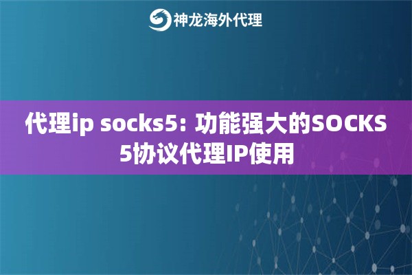 代理ip socks5: 功能强大的SOCKS5协议代理IP使用