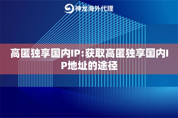 高匿独享国内IP:获取高匿独享国内IP地址的途径
