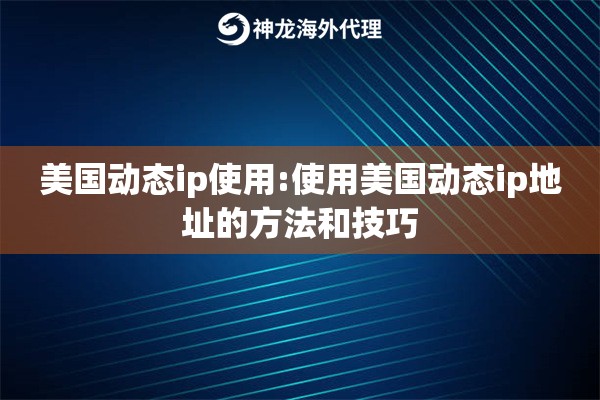美国动态ip使用:使用美国动态ip地址的方法和技巧 美国动态ip使用:使用美国动态ip地址的方法和技巧