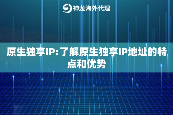 原生独享IP:了解原生独享IP地址的特点和优势 原生独享IP:了解原生独享IP地址的特点和优势