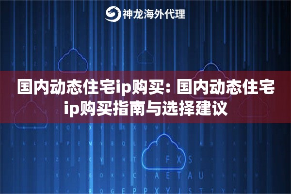 国内动态住宅ip购买: 国内动态住宅ip购买指南与选择建议