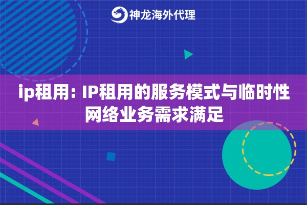 ip租用: IP租用的服务模式与临时性网络业务需求满足