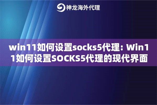 win11如何设置socks5代理: Win11如何设置SOCKS5代理的现代界面与网络配置