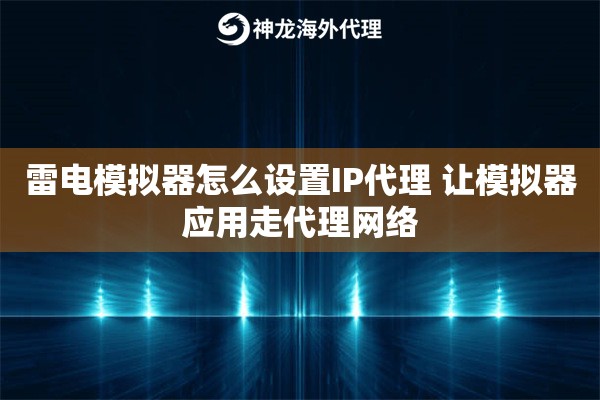 雷电模拟器怎么设置IP代理 让模拟器应用走代理网络