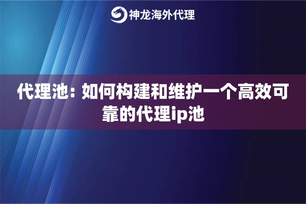 代理池: 如何构建和维护一个高效可靠的代理ip池