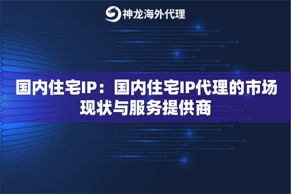 国内住宅IP：国内住宅IP代理的市场现状与服务提供商