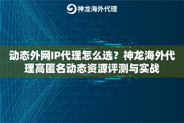 动态外网IP代理怎么选？神龙海外代理高匿名动态资源评测与实战