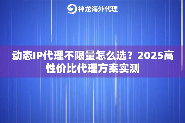 动态IP代理不限量怎么选？2025高性价比代理方案实测