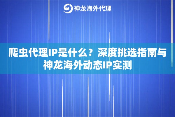 爬虫代理IP是什么？深度挑选指南与神龙海外动态IP实测