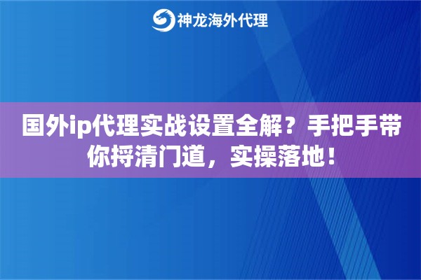 国外ip代理实战设置全解？手把手带你捋清门道，实操落地！